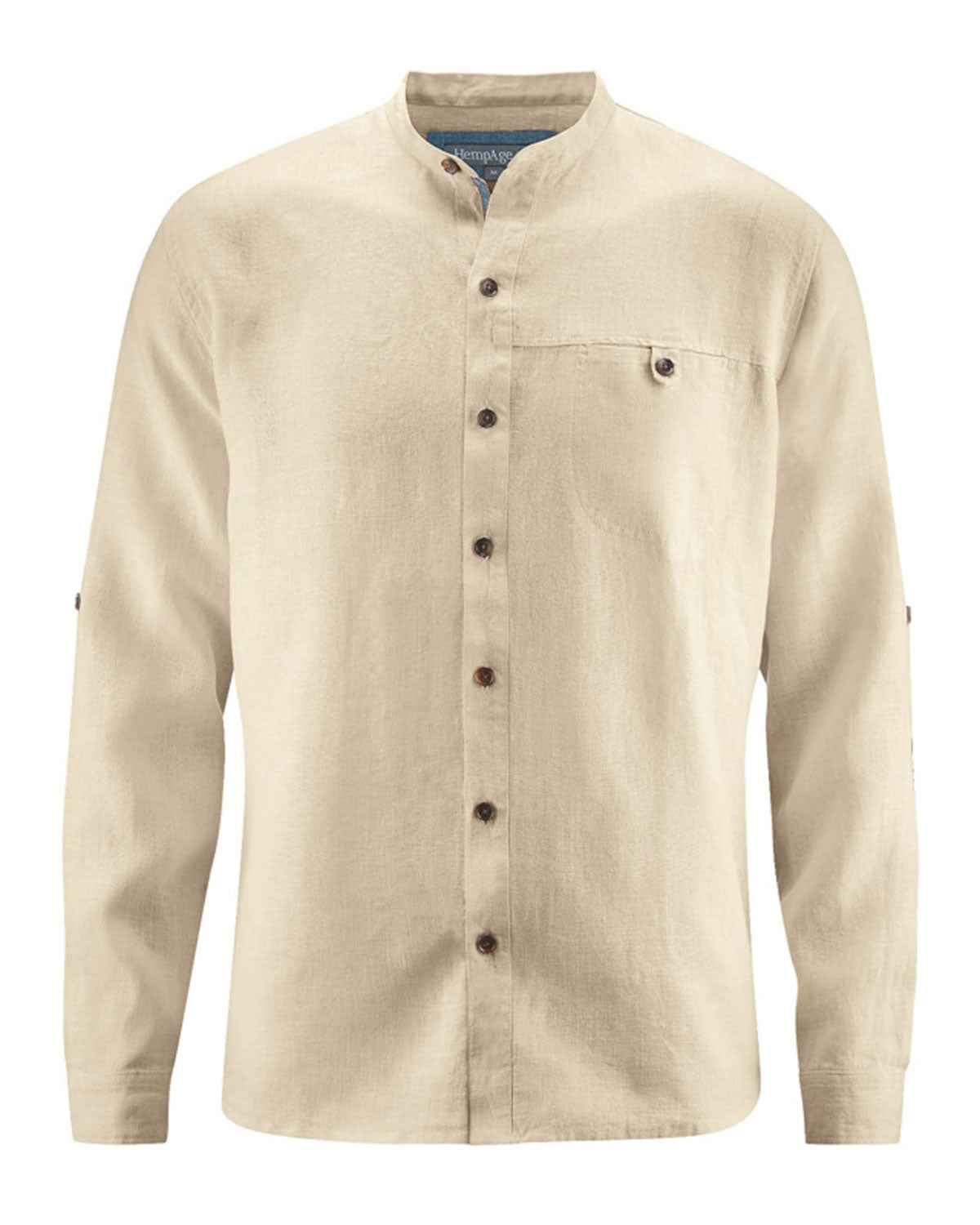 Hempage Herren Shirt Stehkragenhemd Hanf