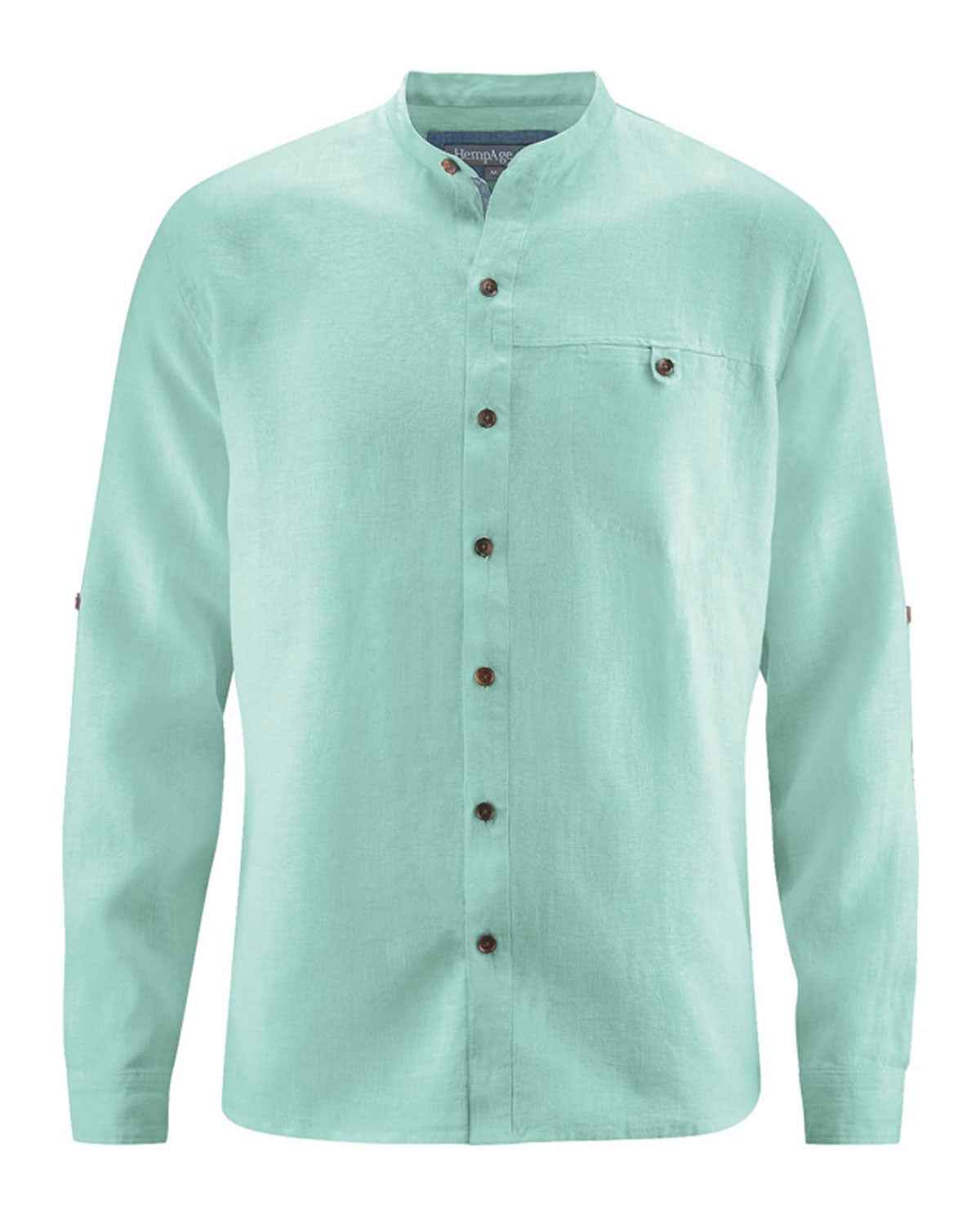 Hempage Herren Shirt Stehkragenhemd Hanf