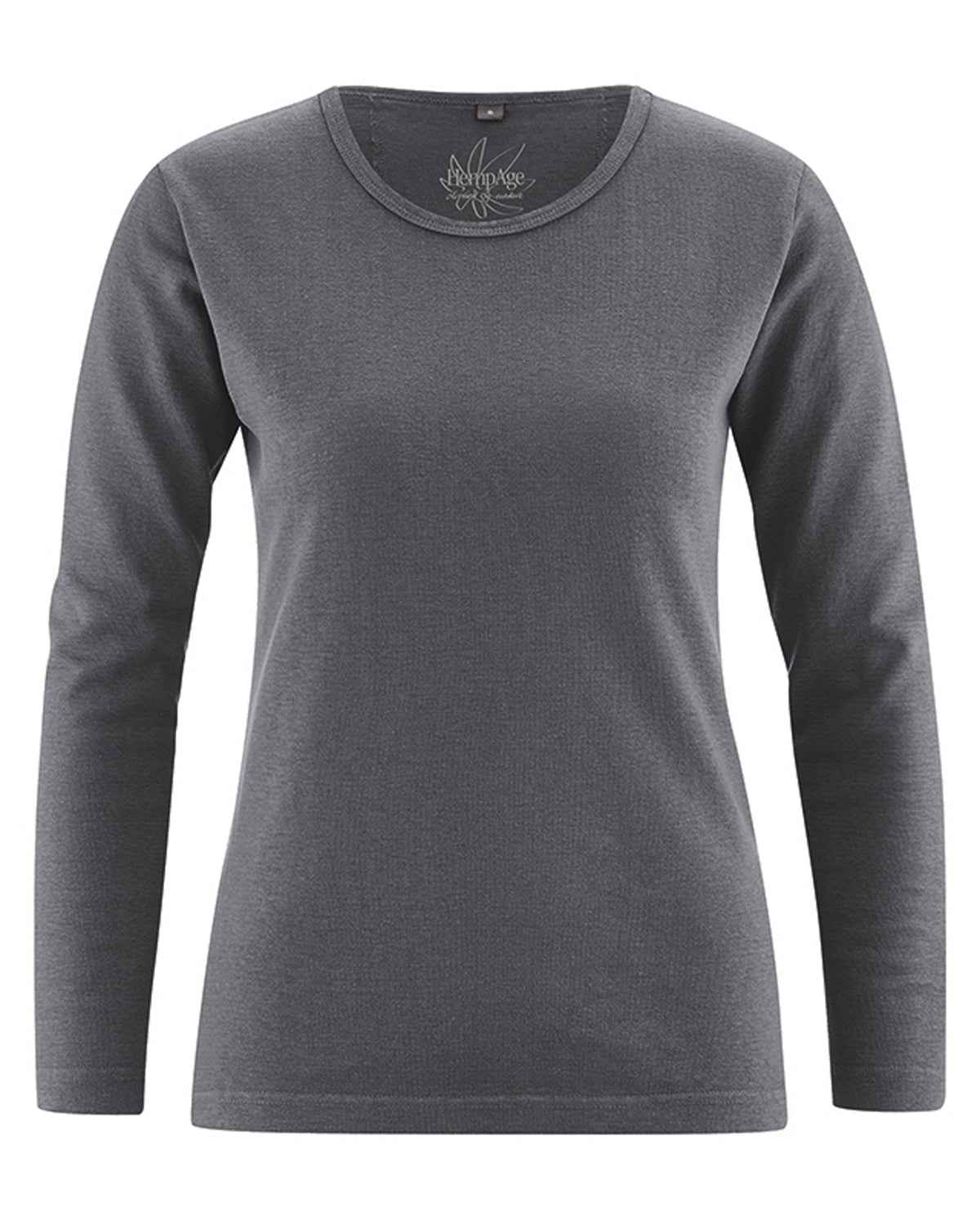 Hempage Damen Langarm Basic Shirt Hanf Bio Baumwolle