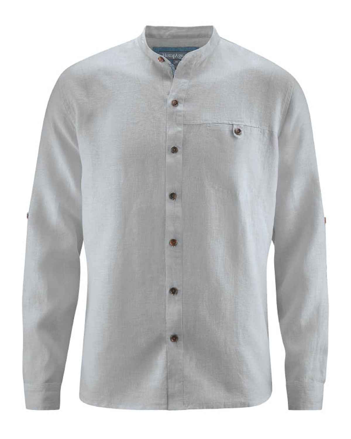 Hempage Herren Shirt Stehkragenhemd Hanf