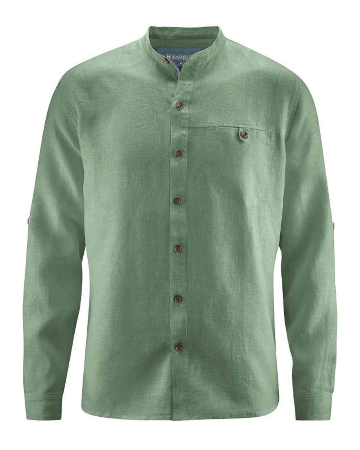 Hempage Herren Shirt Stehkragenhemd Hanf