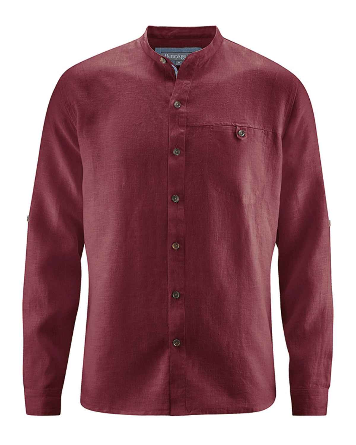 Hempage Herren Shirt Stehkragenhemd Hanf