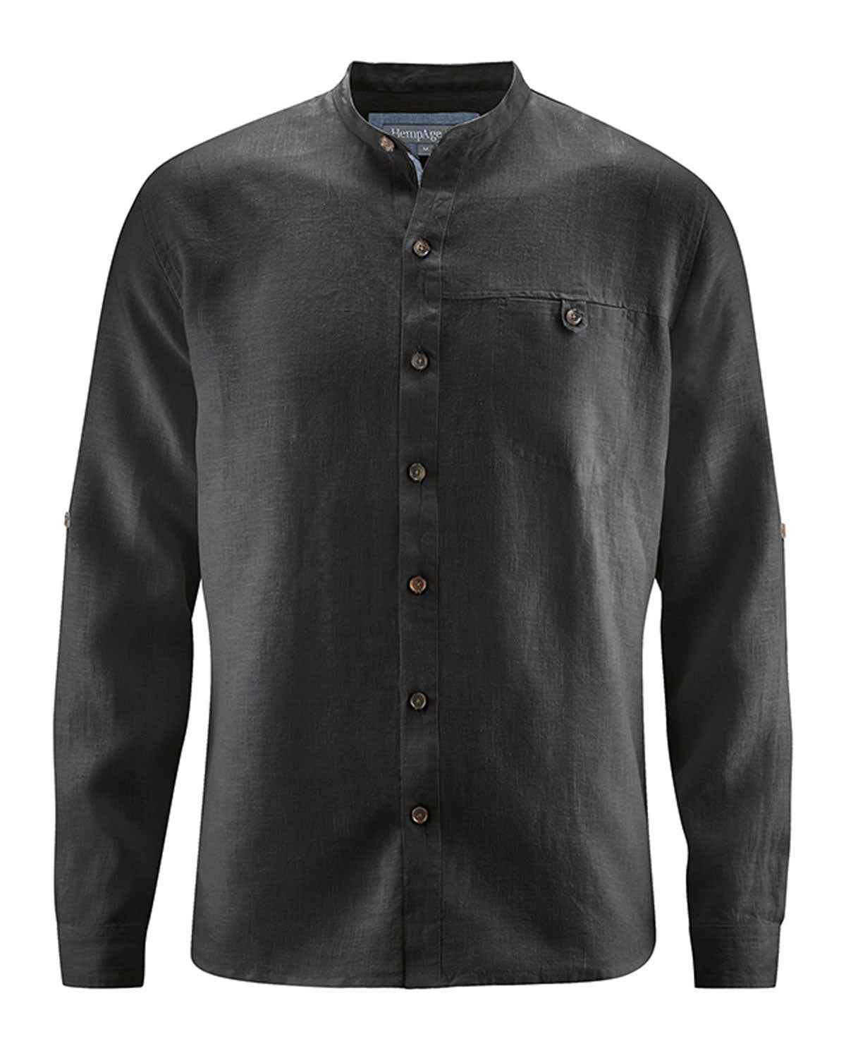 Hempage Herren Shirt Stehkragenhemd Hanf