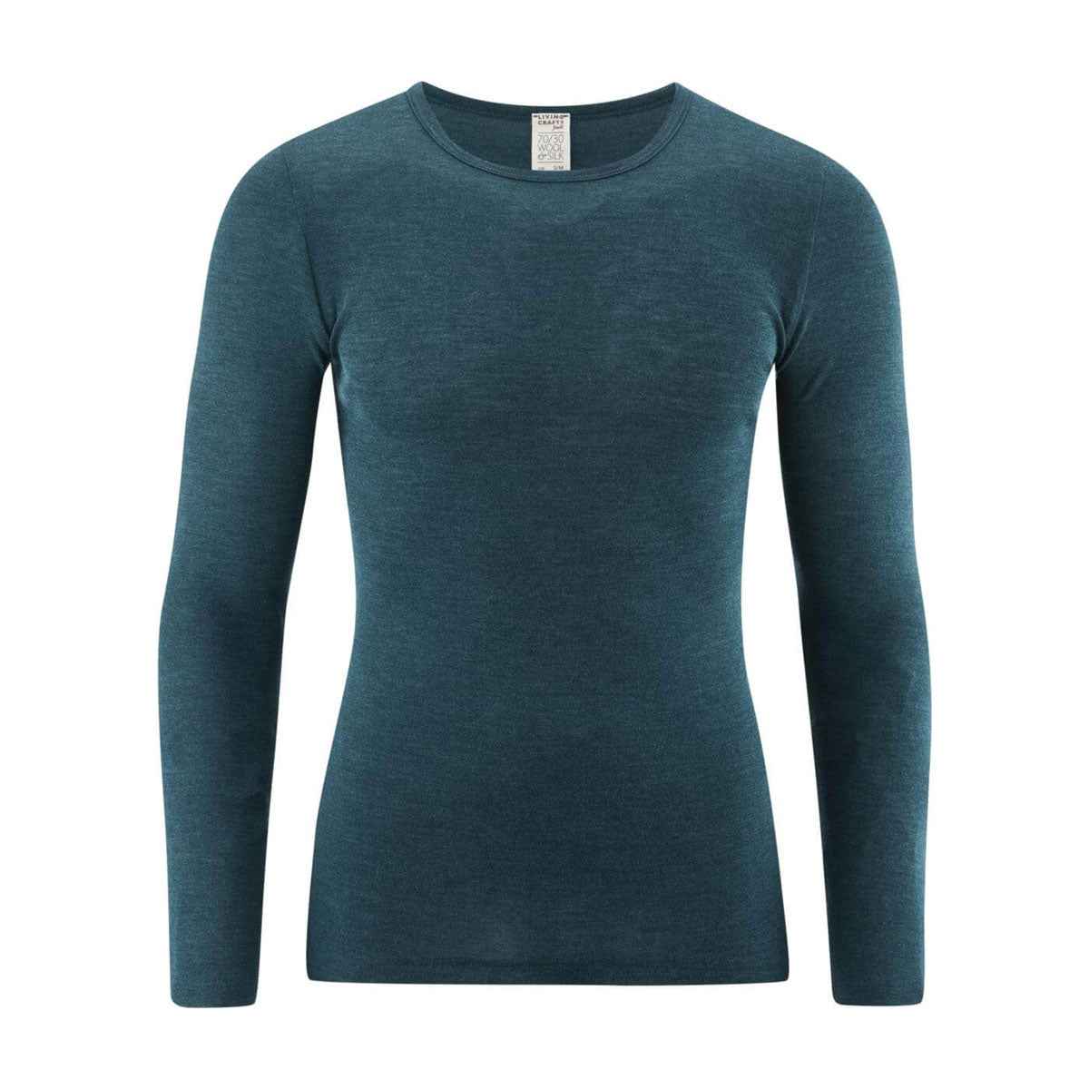 LIVING CRAFTS Herren Unterhemd langarm Shirt kbT Wolle Seide