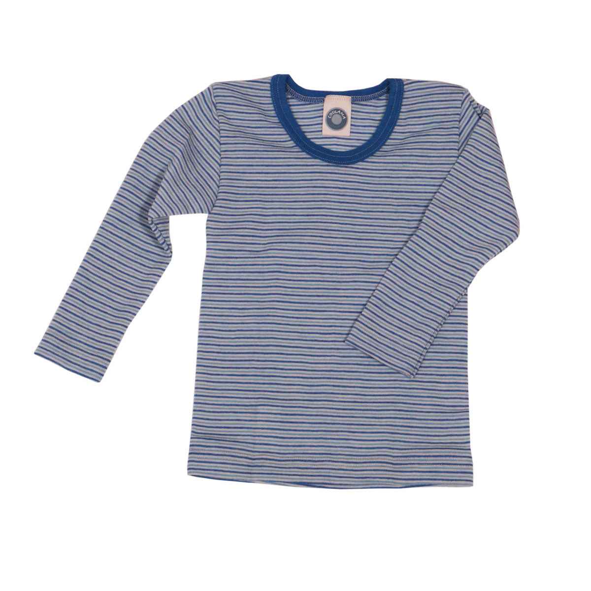 Cosilana Kinder Woll-Unterhemd blau geringelt