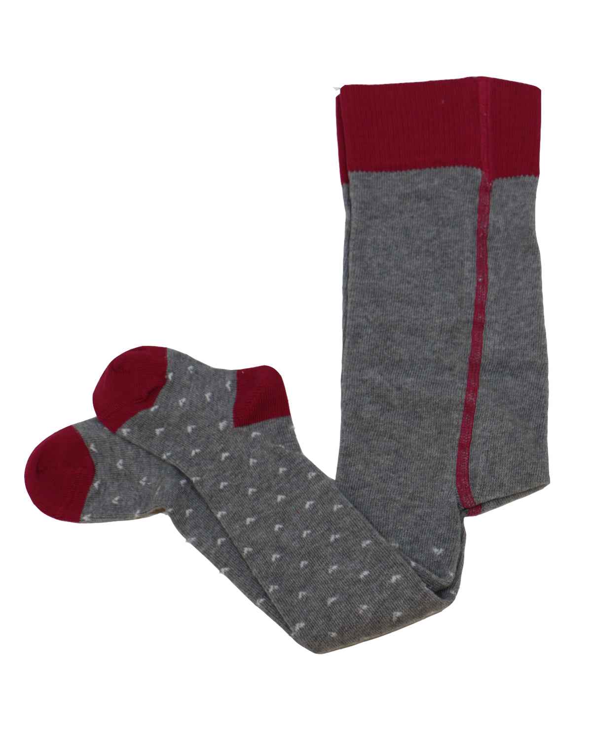 Baby Bio Strumpfhose mit Herzen Farbe grau-rot-weiss