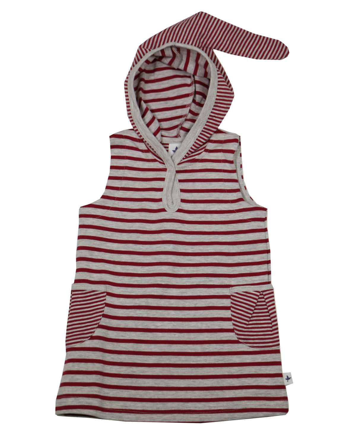 Kinder Tunika Shirt Kapuzenkleid Bio Baumwolle, ziegelrot-beige melange