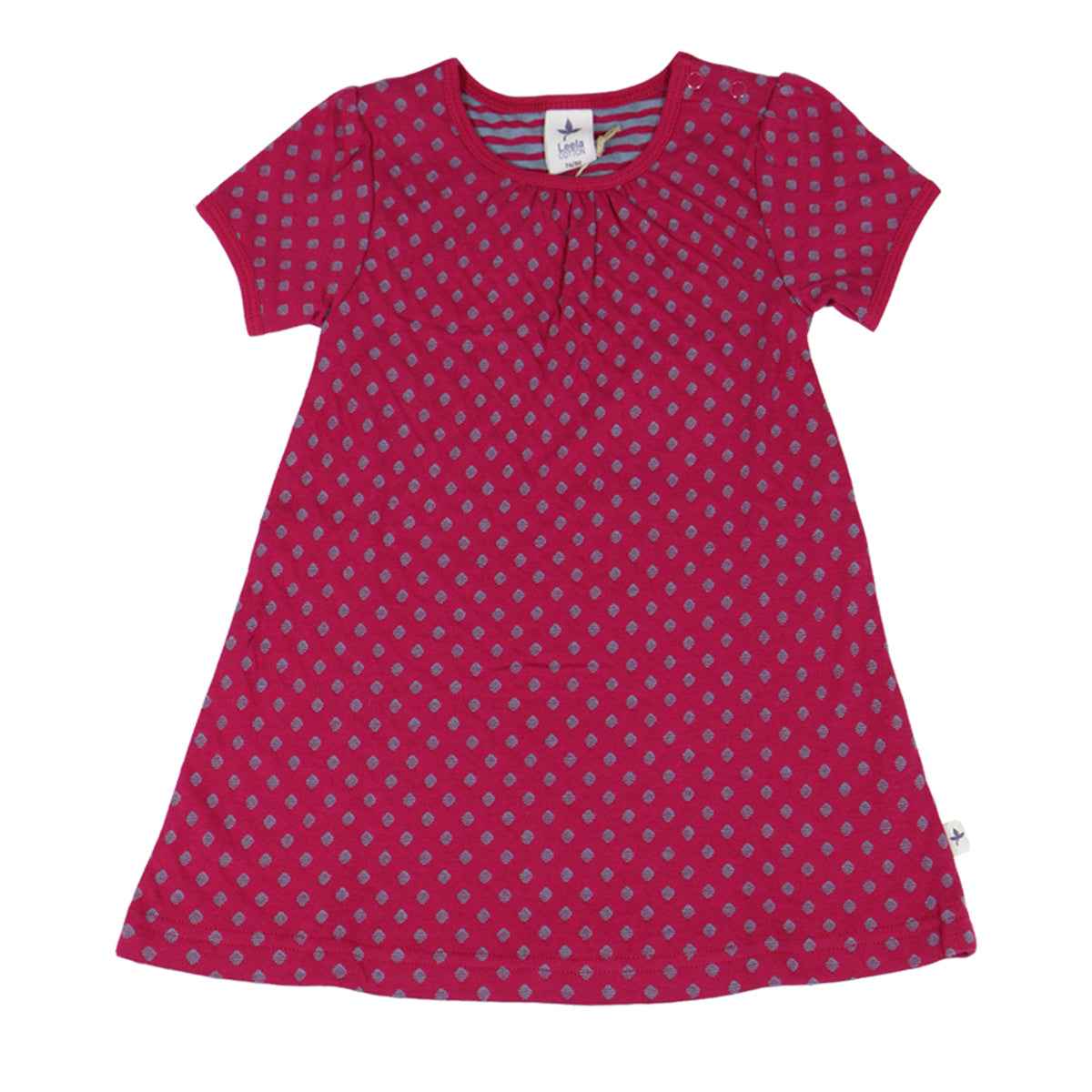 Kinder Sommerkleid Bio Baumwolle, persischrot/taubenblau