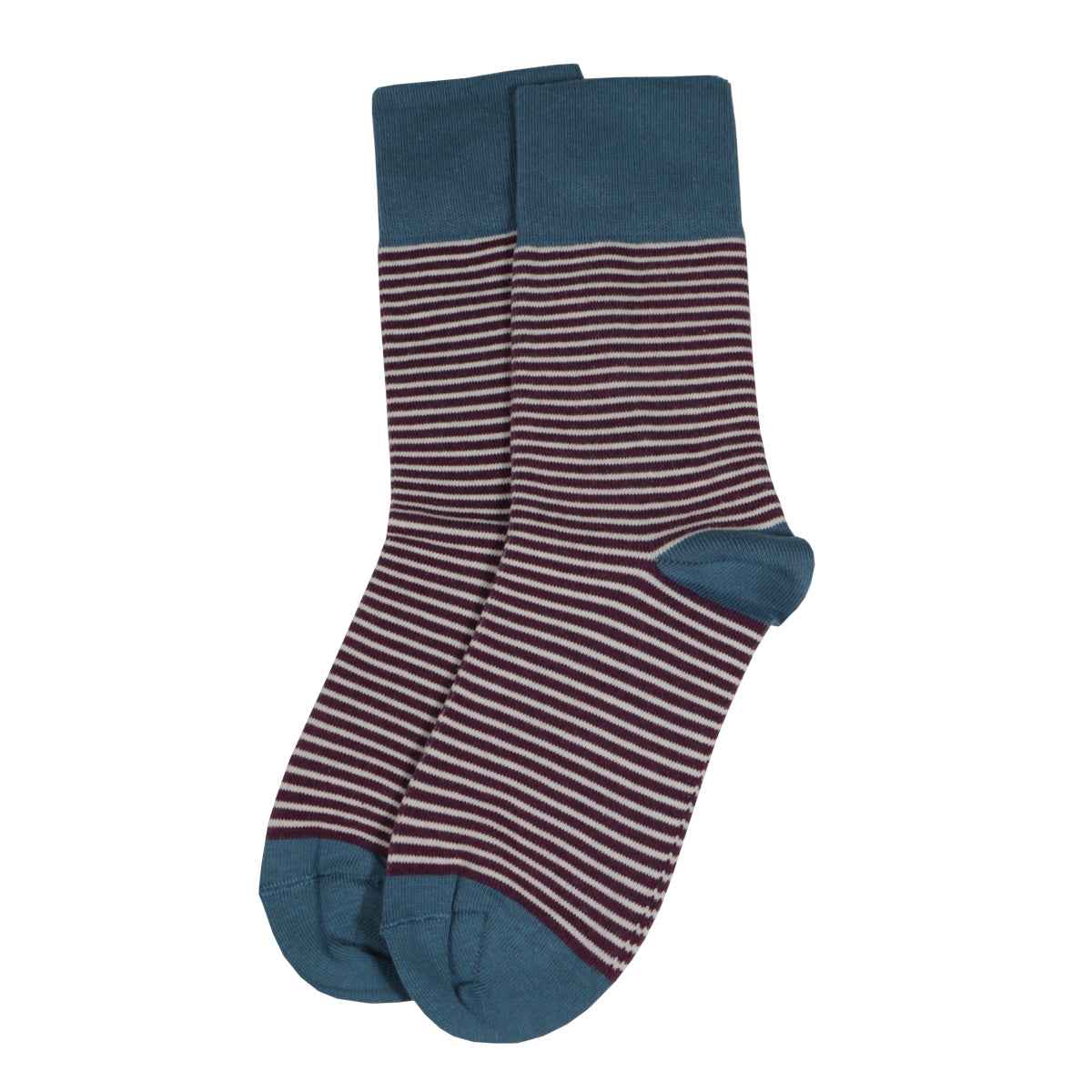 Socken Bio Baumwolle bordeaux-natur gestreift