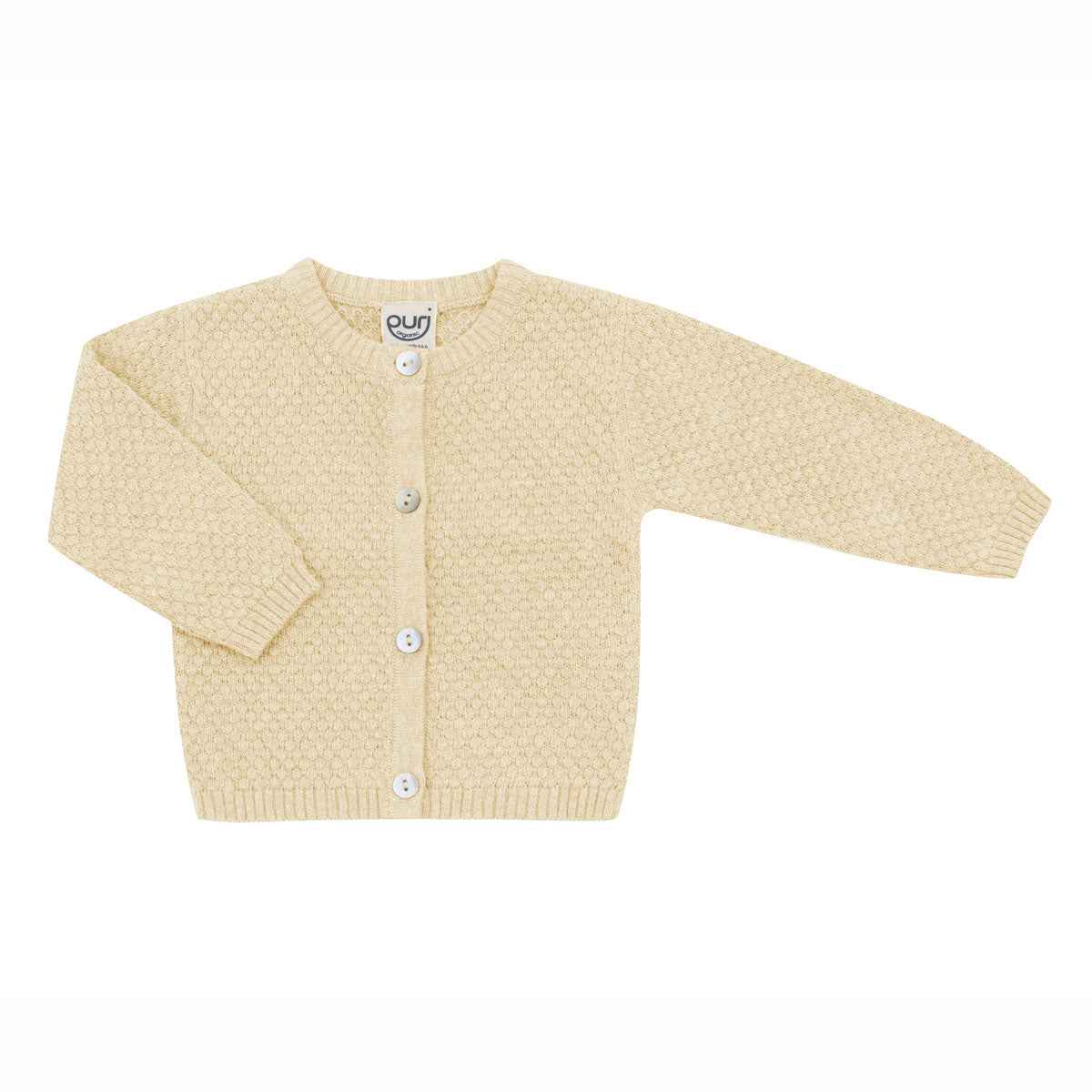 Puri Organic Baby Strick Jacke Popcorn Bio Baumwolle Leinen