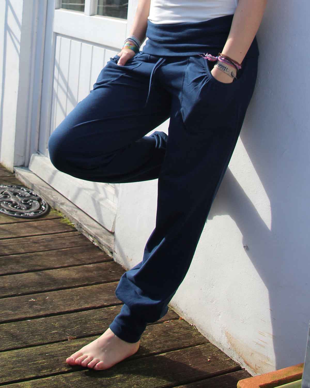 Leela Cotton Yogahose mit Umschlagbund Bio Baumwolle Elasthan