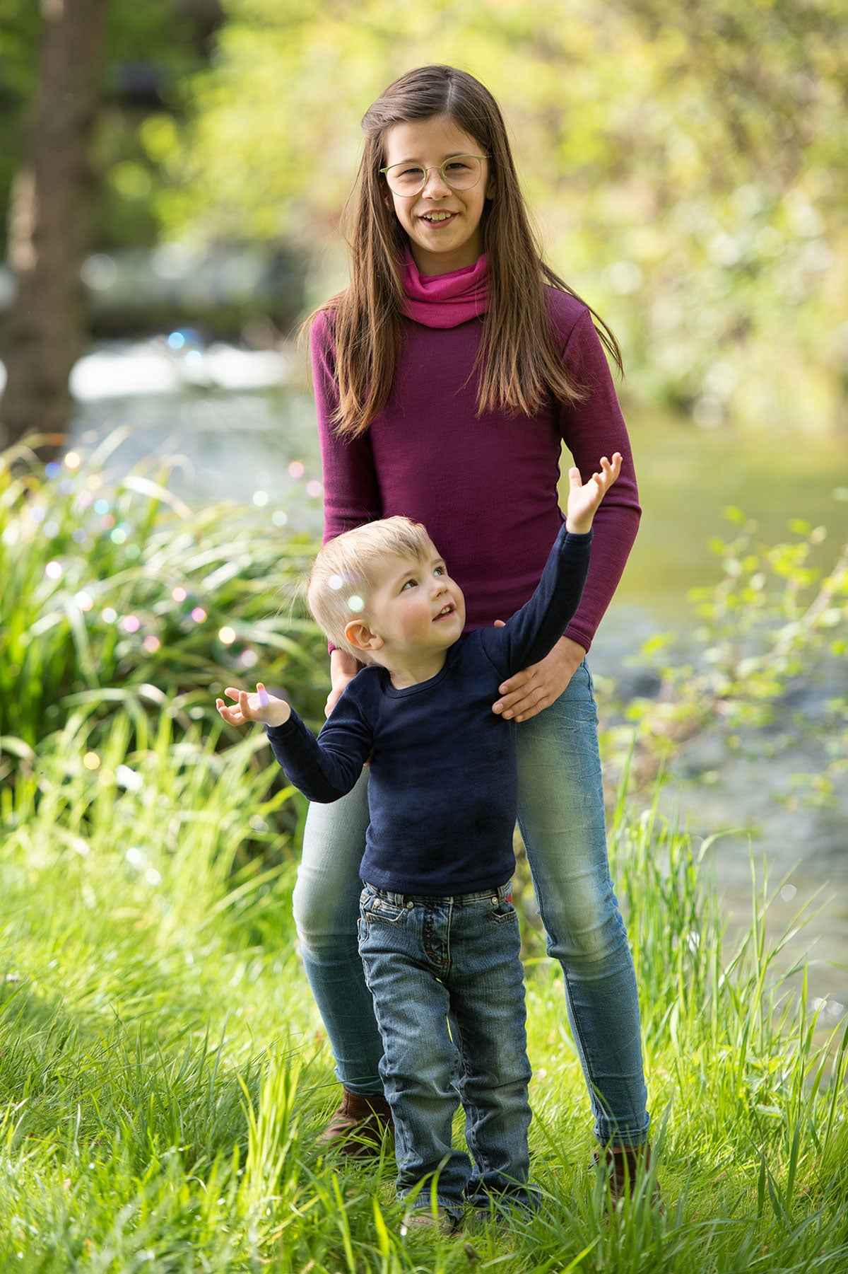 Engel Natur Kinder Unterhemd Uni Langarm Wolle Seide