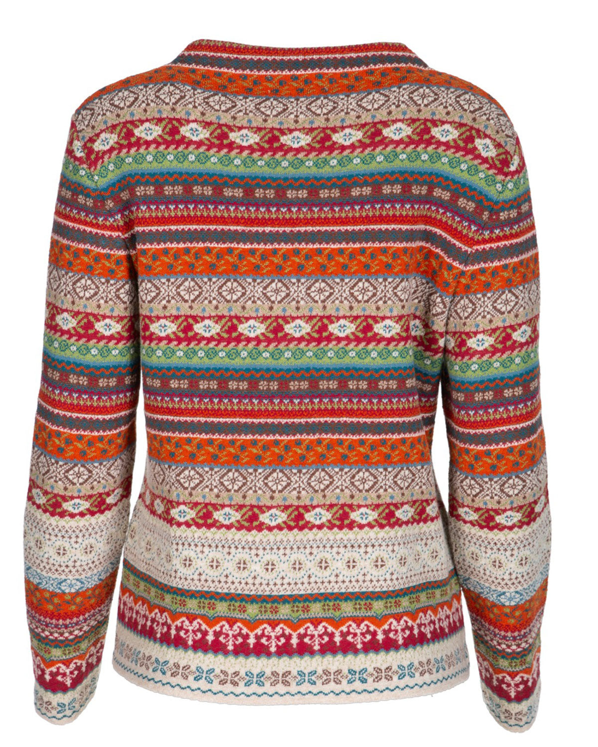 Dunque Damen Jacquard Kelchkragen Pullover Wolle Bio Baumwolle