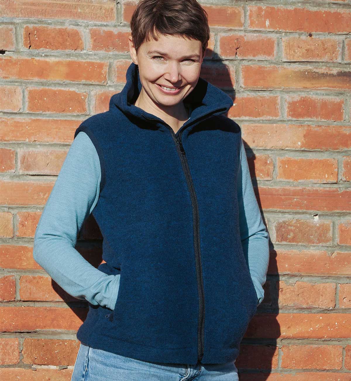 Damen Schurwolle Fleece Weste kbT-Merino