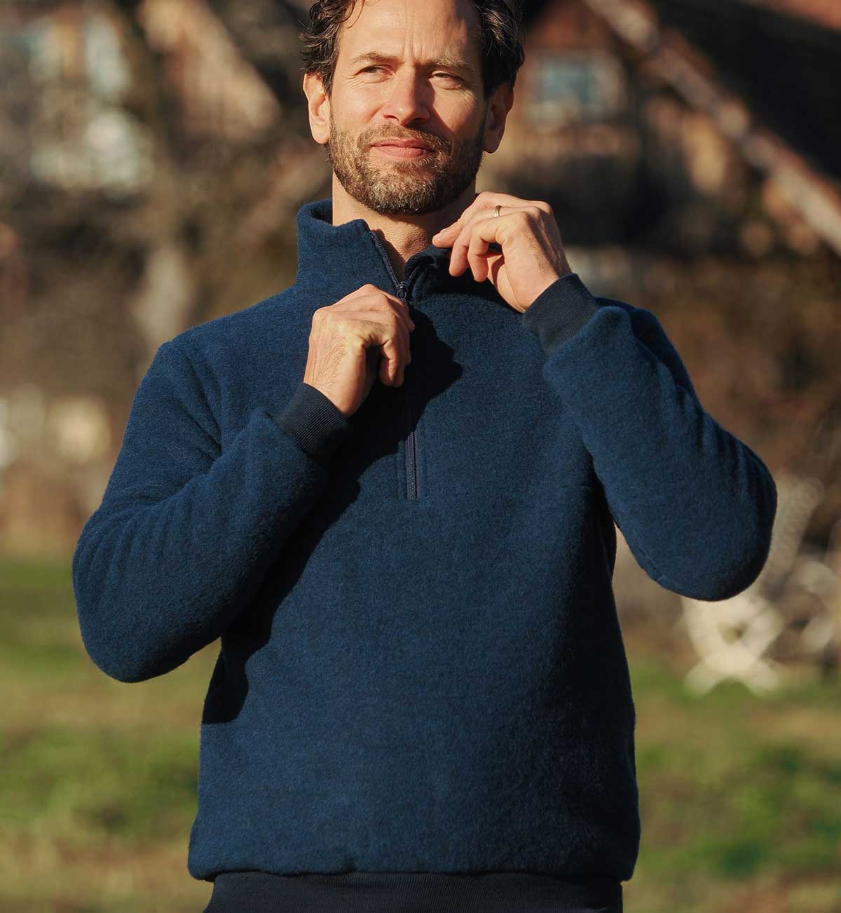Herren Schurwolle Fleece Troyer kbT-Merino