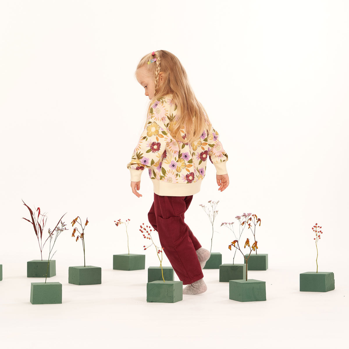 Kinder Sweatshirt Blumen Muster Bio Baumwolle