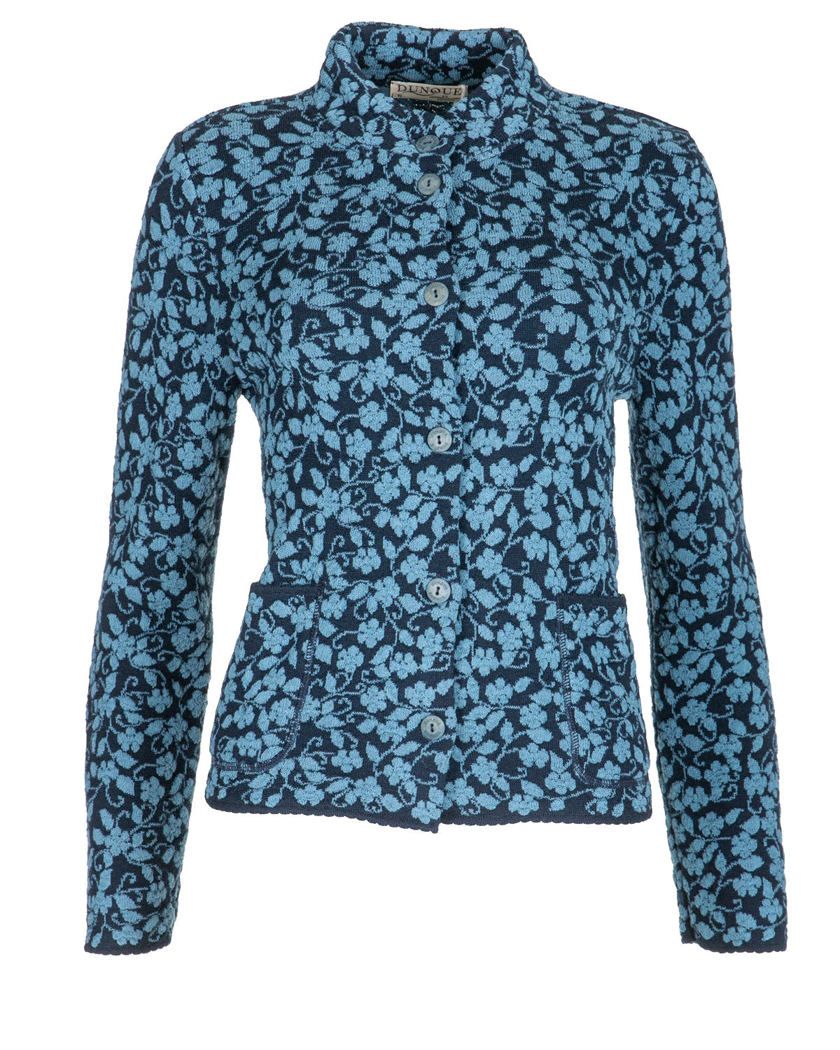 Jacquard-Jacke Hochbund Cloqué Schurwolle (kbT) Baumwolle (Bio)