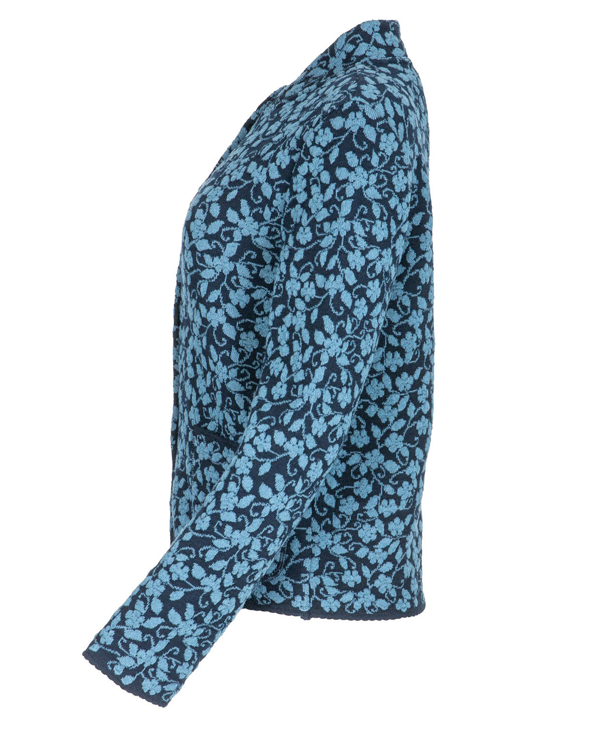 Jacquard-Jacke Hochbund Cloqué Schurwolle (kbT) Baumwolle (Bio)