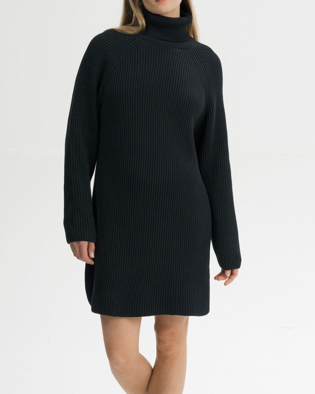 Mela Damen Rippstrick Rollkragenkleid Bio Baumwolle