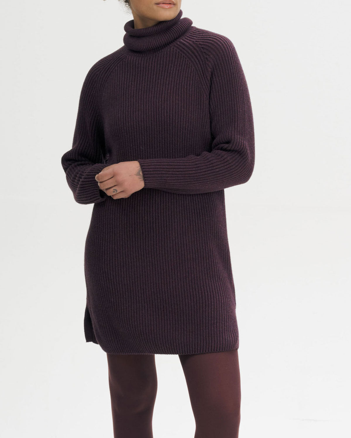 Mela Damen Rippstrick Rollkragenkleid Bio Baumwolle