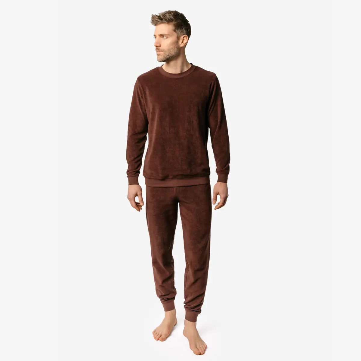 Living Crafts Herren Frottee-Pyjama Bio-Baumwolle