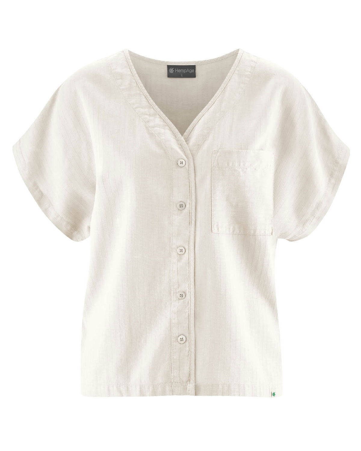 HempAge Damen Hanf Weite Bluse Kurzarm Bluse