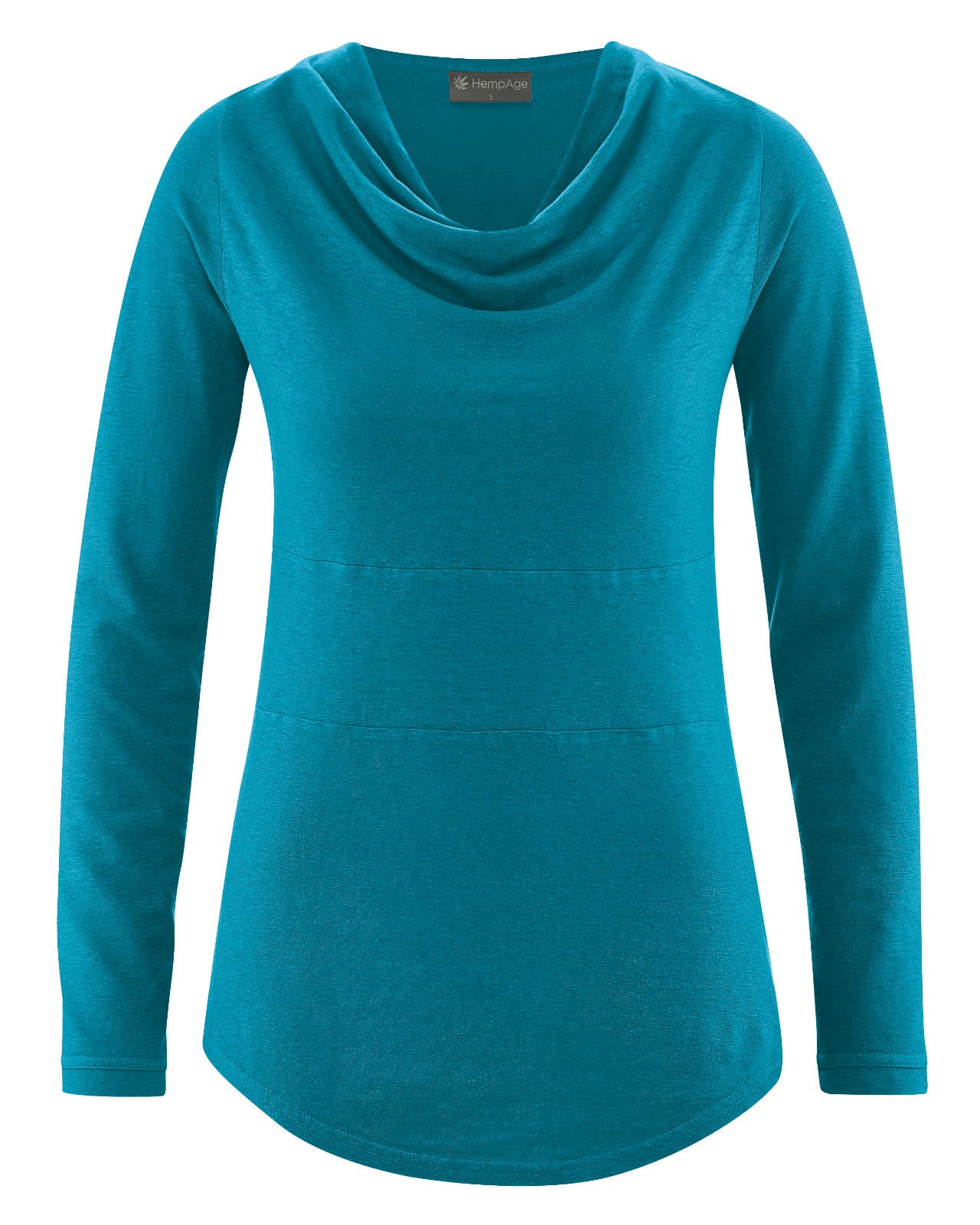 Hempage Damen Shirt Wasserfallkragen Hanf Bio Baumwolle