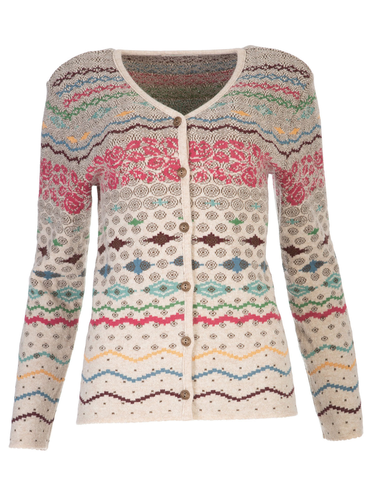 Dunque Damenjacke mit Jacquard-Muster Wolle Bio Baumwolle