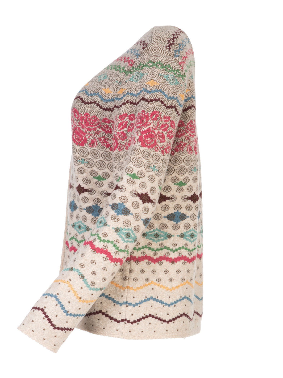 Dunque Damenjacke mit Jacquard-Muster Wolle Bio Baumwolle