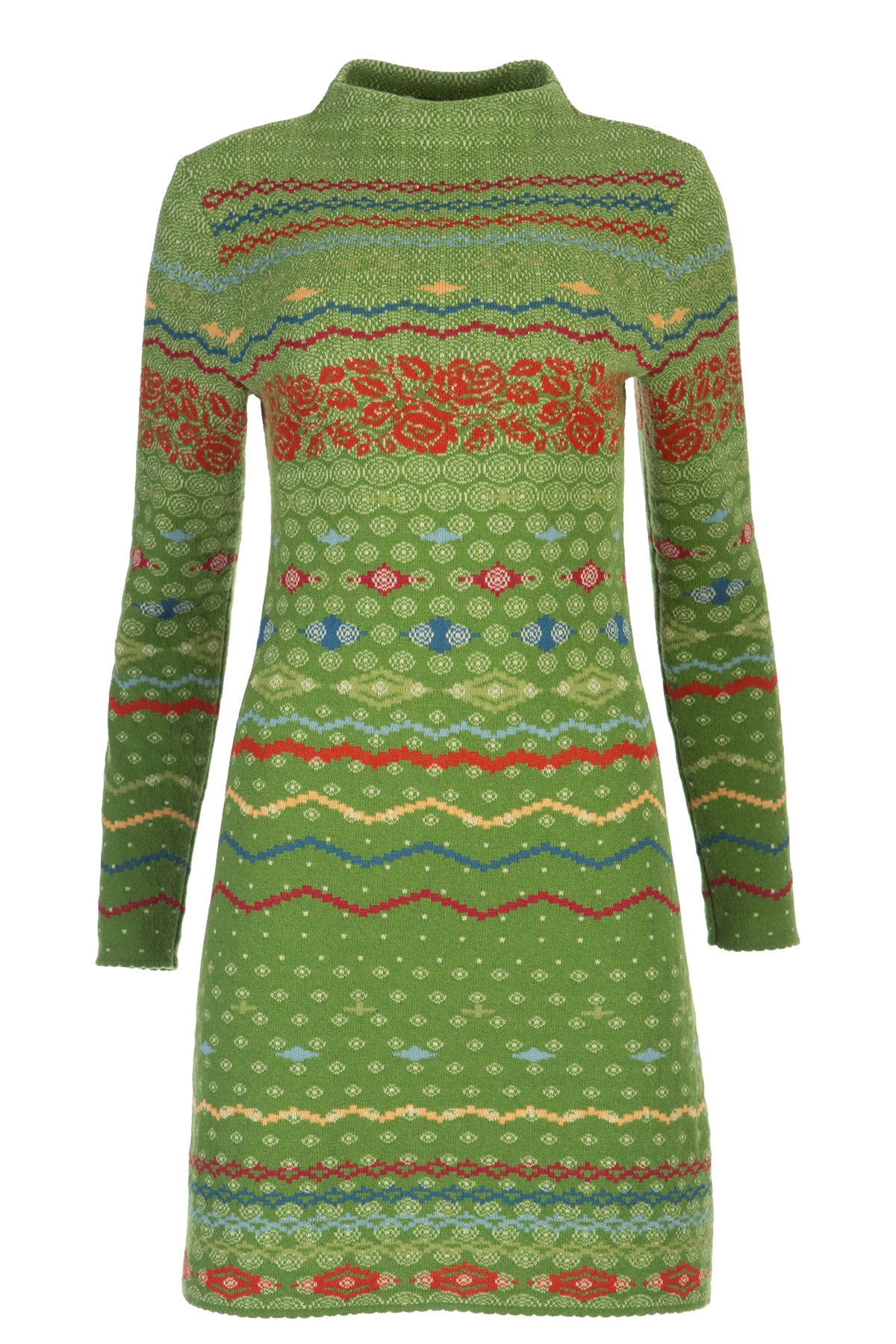 Dunque Jacquard Kleid erhöhte Kragen Wolle Bio Baumwolle
