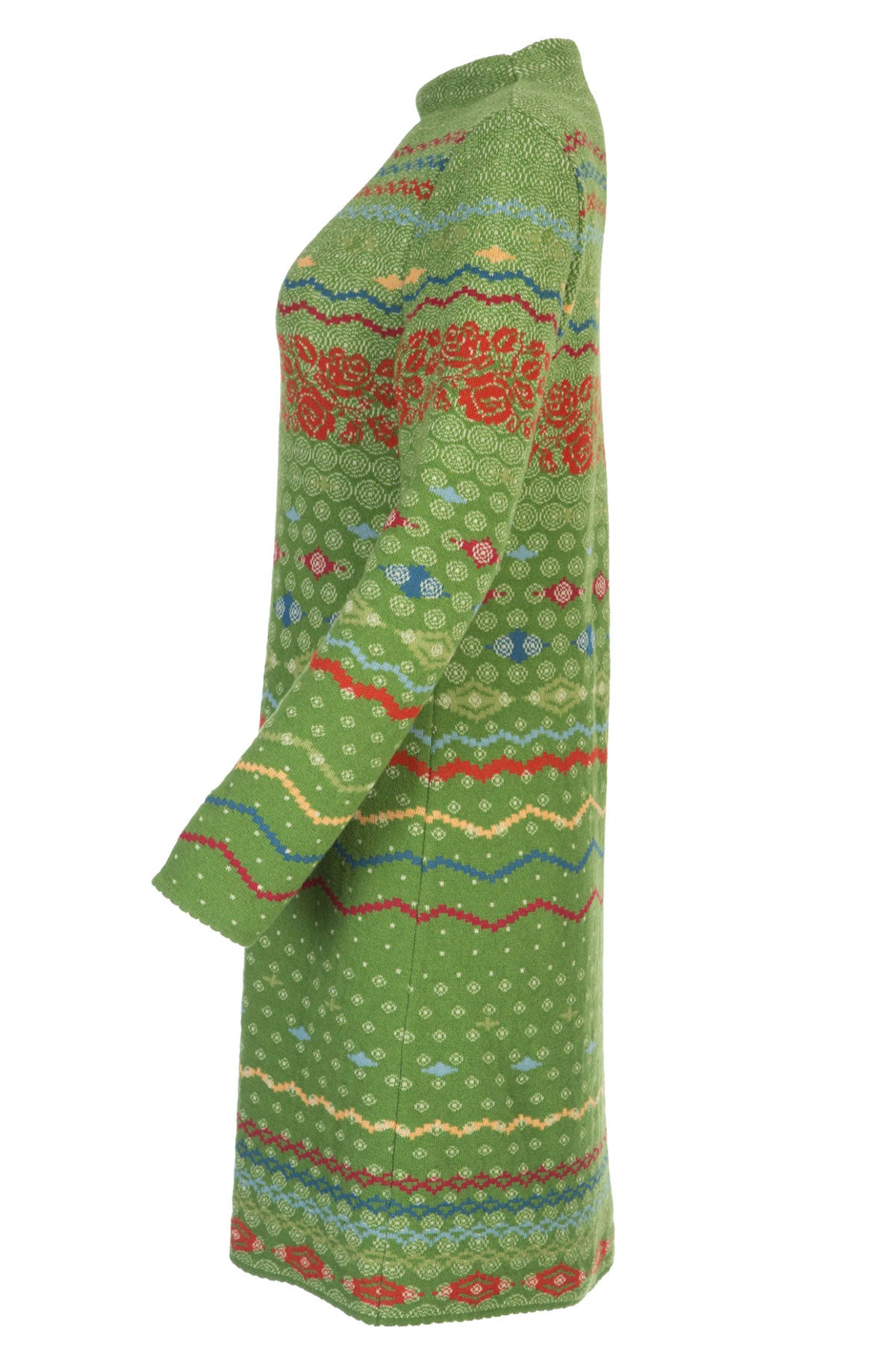 Dunque Jacquard Kleid erhöhte Kragen Wolle Bio Baumwolle