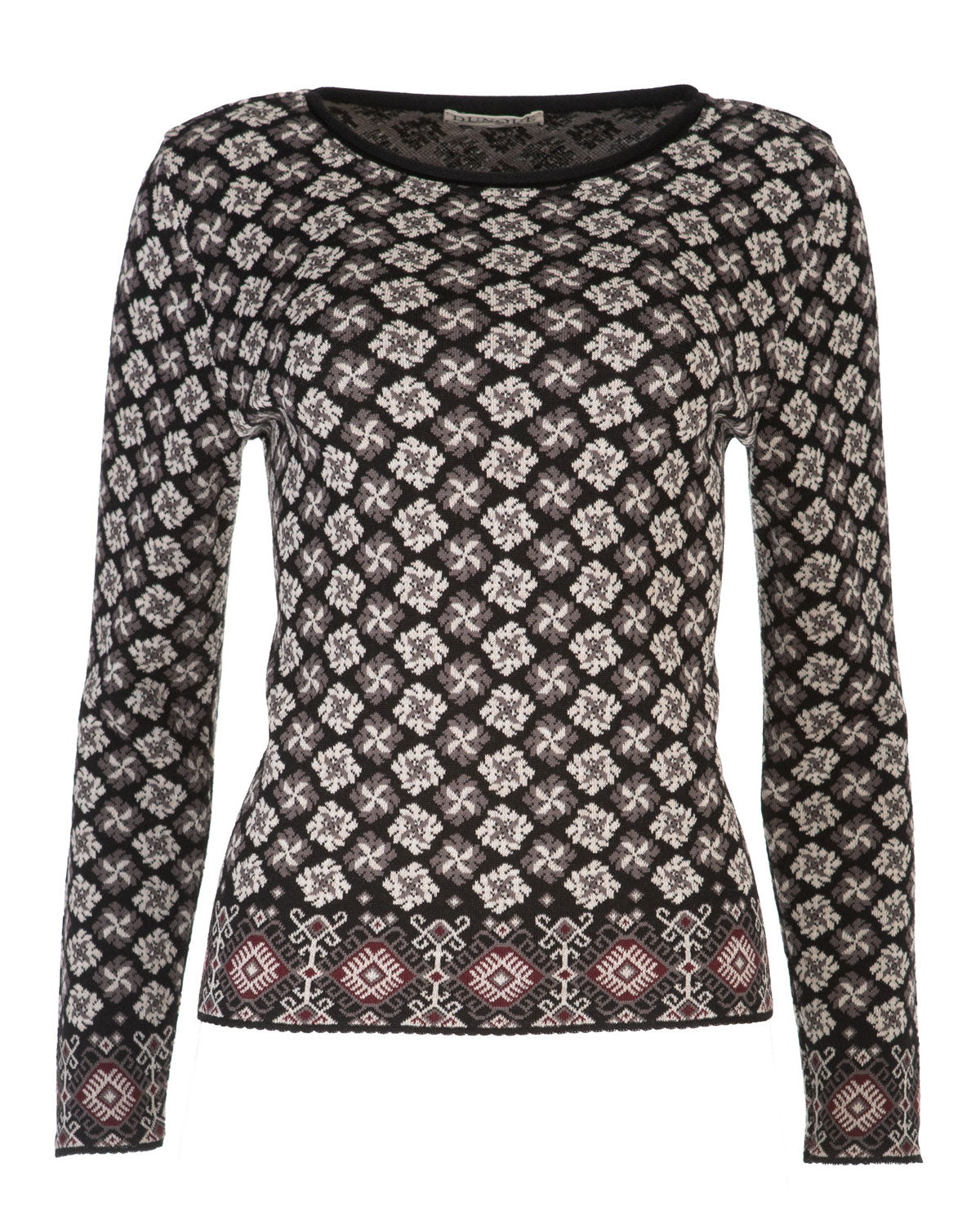 Dunque Damen Jacquard Pullover kbT-Merino Bio Baumwolle