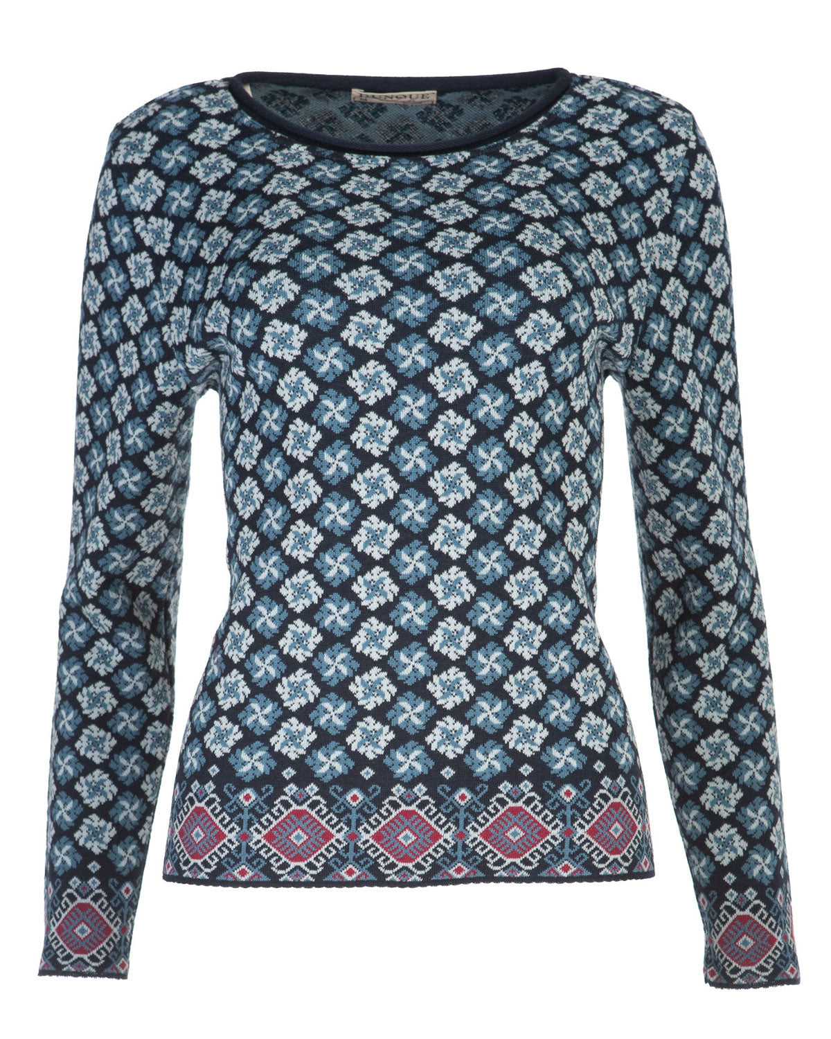 Dunque Damen Jacquard Pullover kbT-Merino Bio Baumwolle