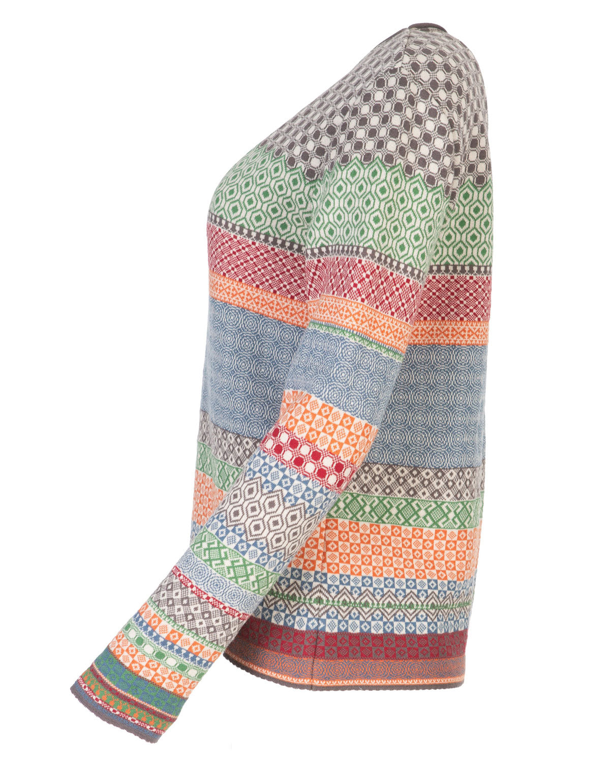 Dunque Damen Jacquard Strick-Pullover Bio Baumwolle