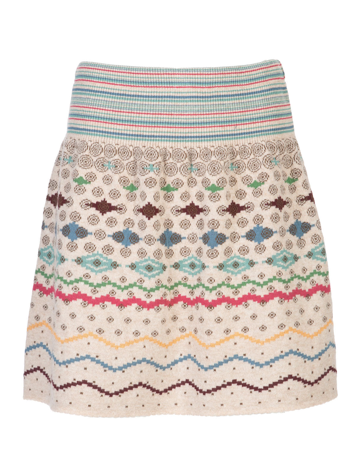 Dunque Damen Jacquard-Rock Wolle Bio Baumwolle