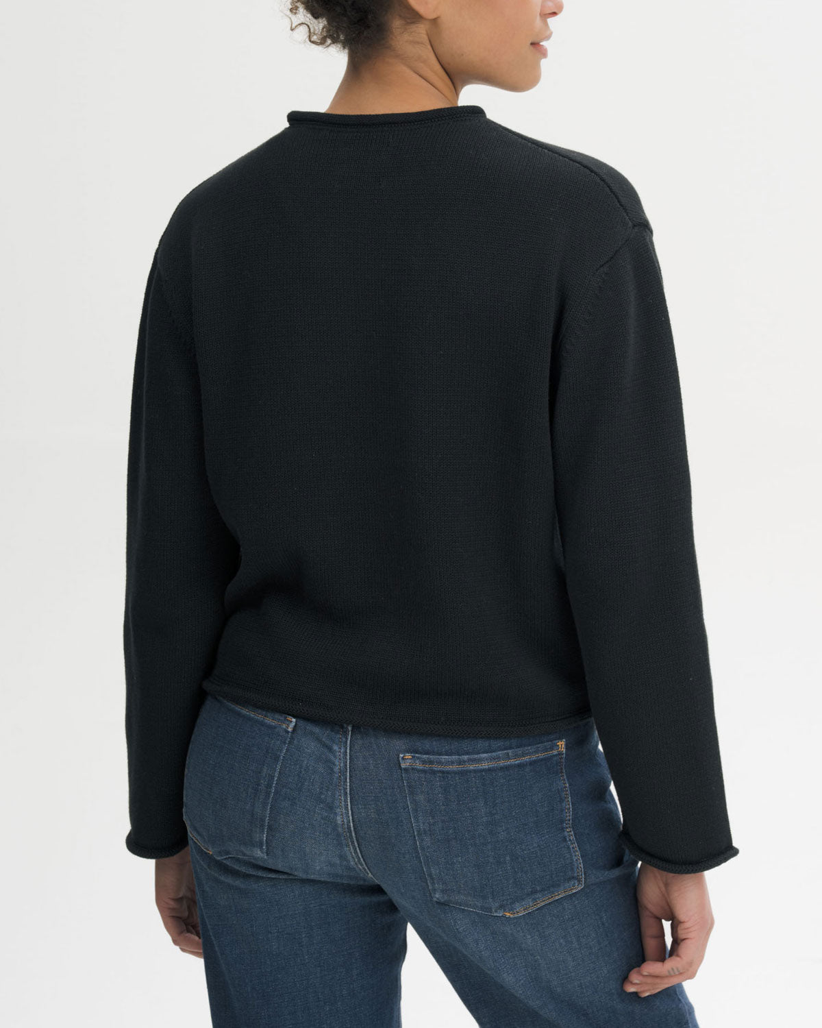 Mela Damen Rollsaum Strick Pullover Bio Baumwolle