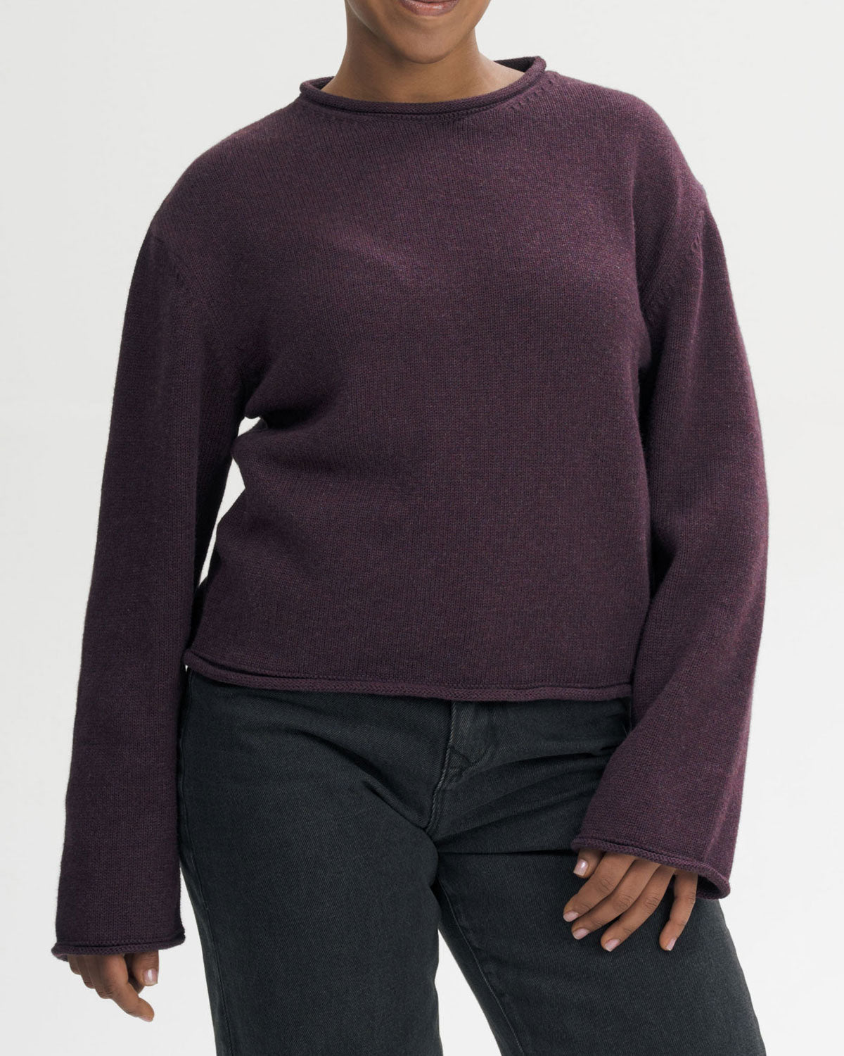 Mela Damen Rollsaum Strick Pullover Bio Baumwolle