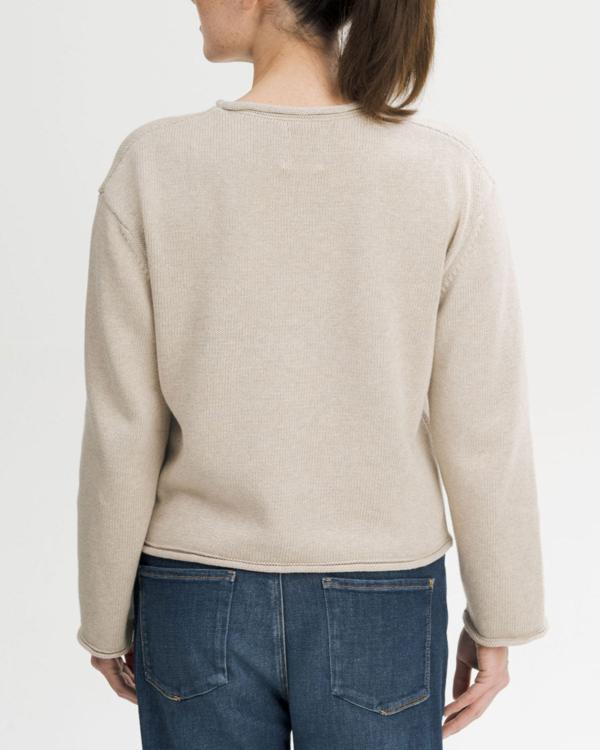Mela Damen Rollsaum Strick Pullover Bio Baumwolle