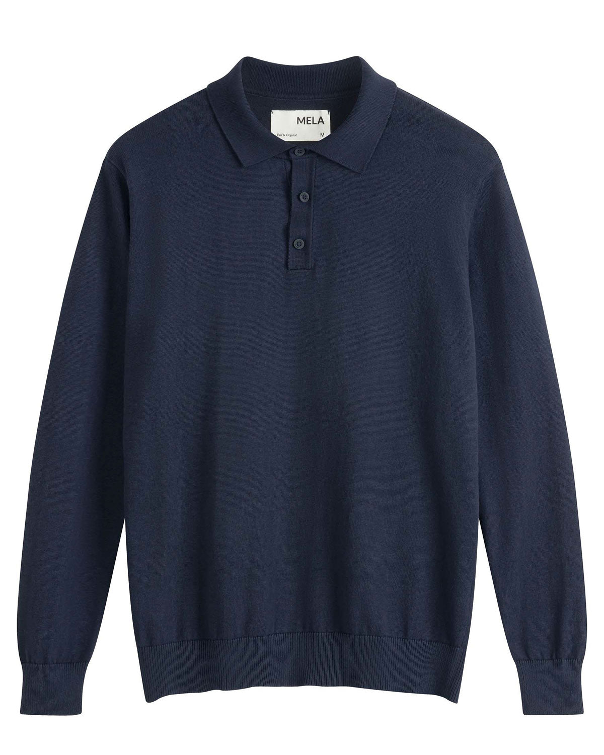 Mela Herren Langarm Strick Poloshirt Baumwolle Bio