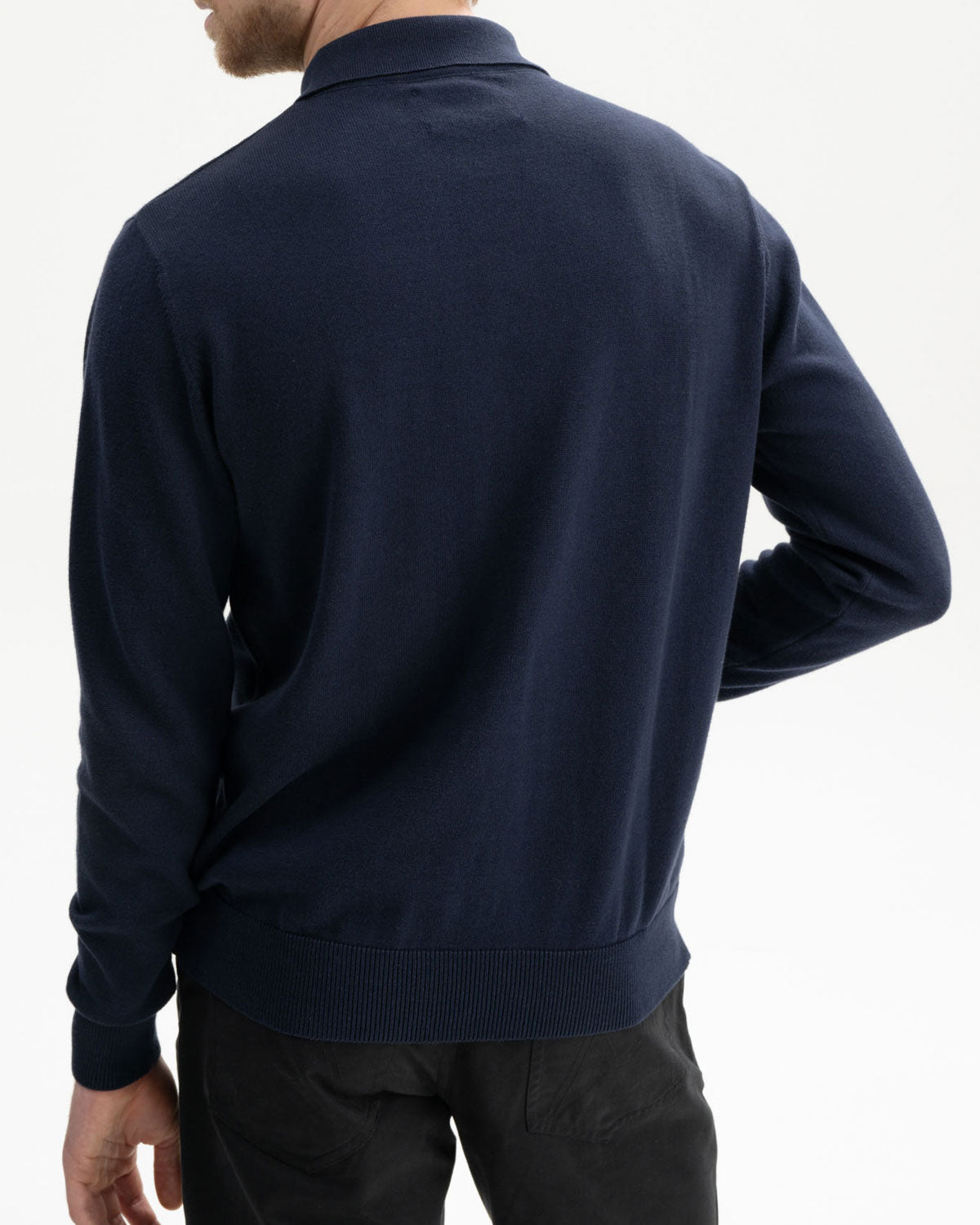 Mela Herren Langarm Strick Poloshirt Baumwolle Bio