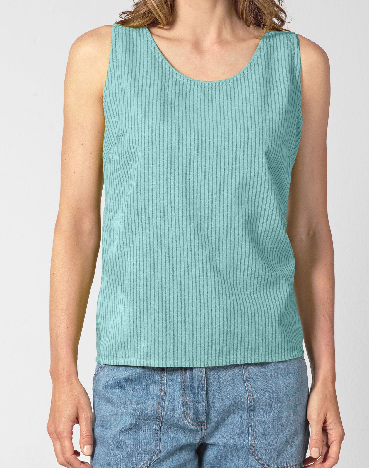 Hempage Damen Tank Top geringelt Hanf Bio Baumwolle