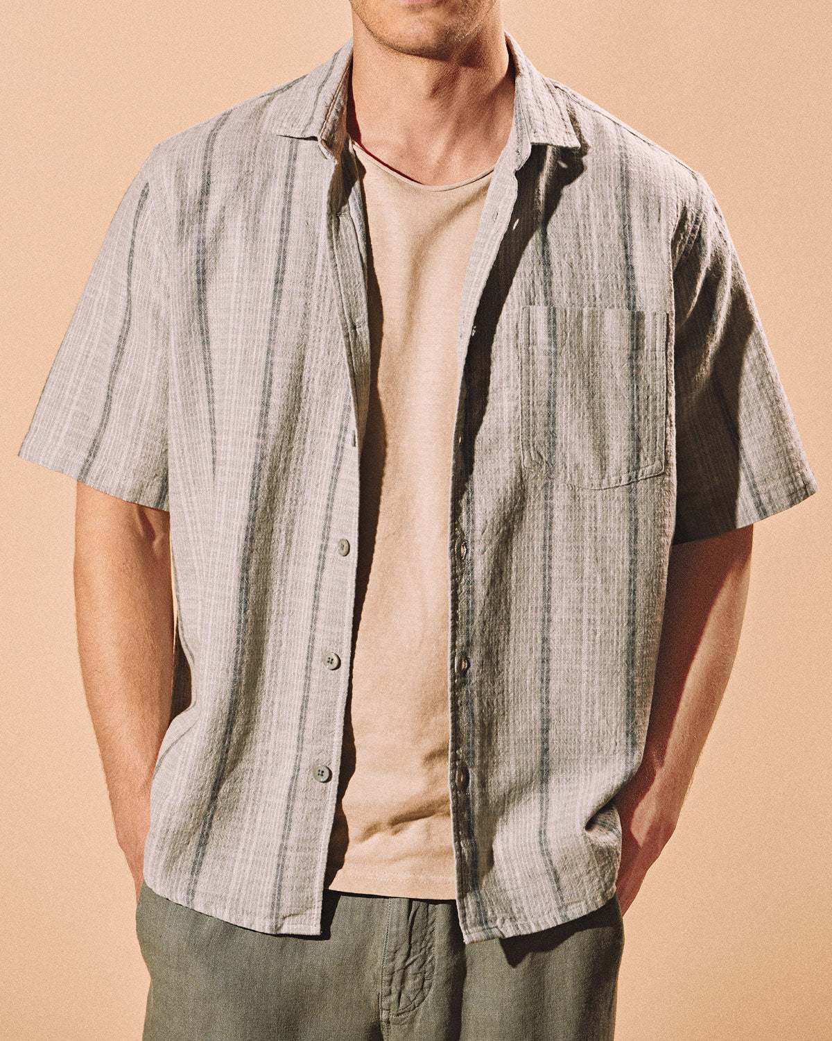 Herren Hemd Streifen Hanf Bio Baumwolle