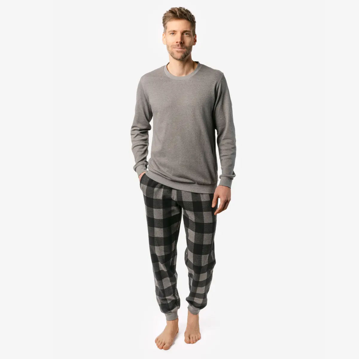 Herren Schlafanzug Bio-Baumwolle mit Hosentaschen