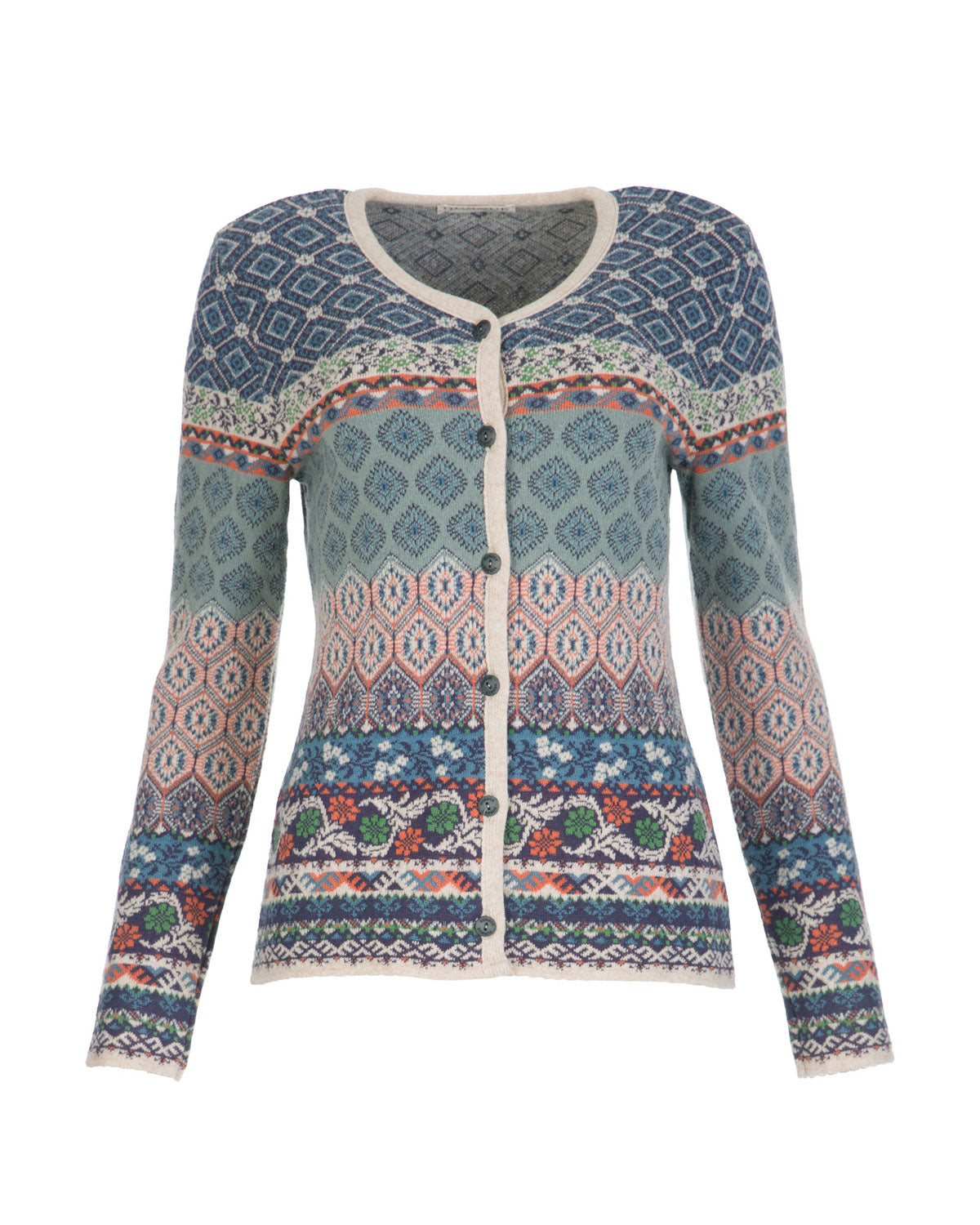 Dunque Damen Jacquard Jacke Wolle Bio Baumwolle