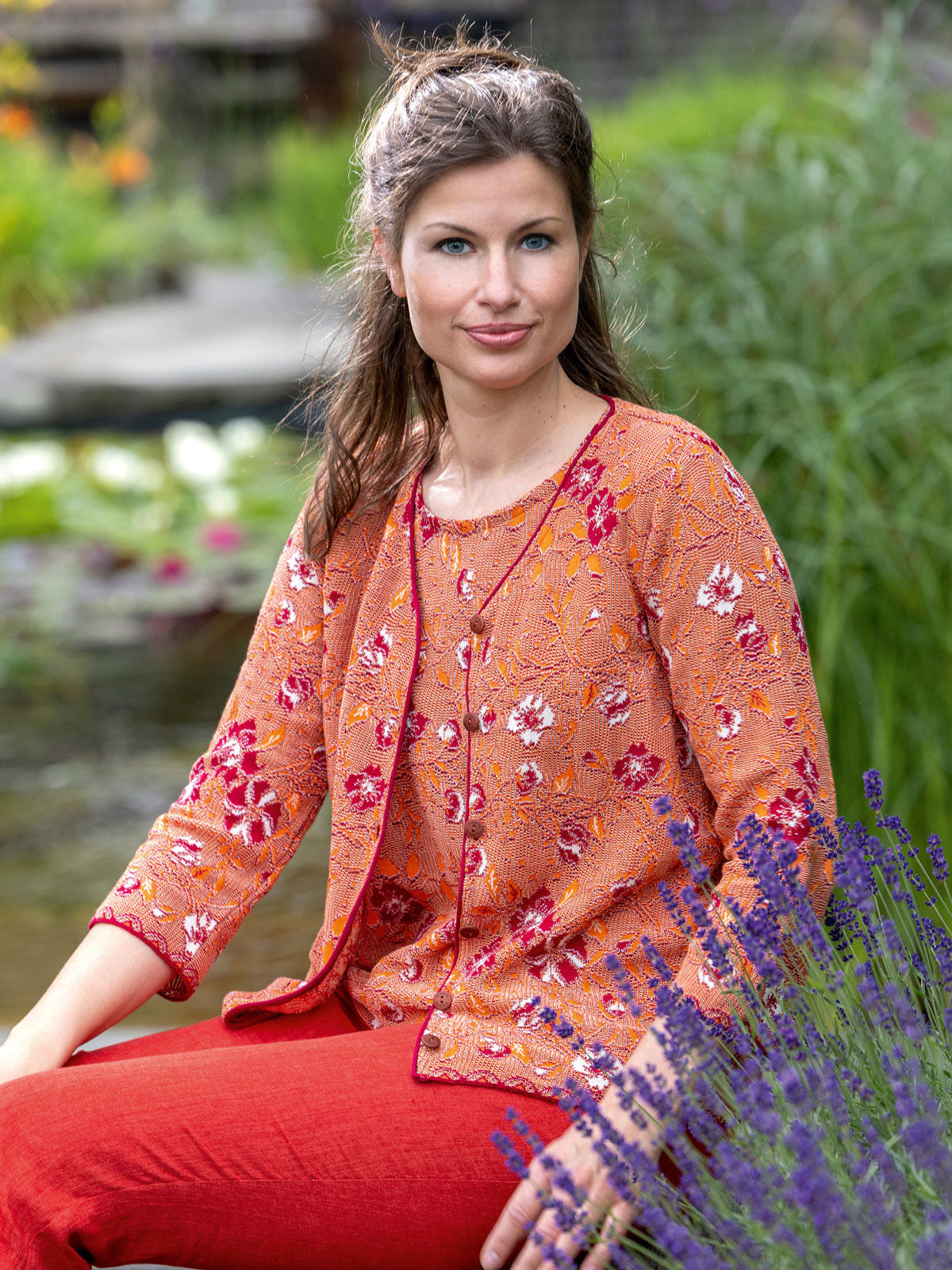 Dunque Sommer Jacquard-Jacke Ajour Bio Baumwolle