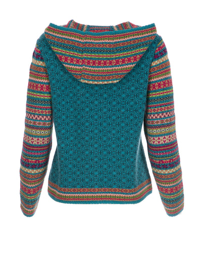 Schweikardt Moden Jacquard Kapuzen Jacke 2 Wege RV Wolle Bio Baumwolle