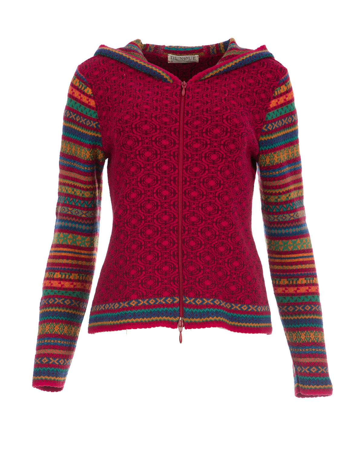 Schweikardt Moden Jacquard Kapuzen Jacke 2 Wege RV Wolle Bio Baumwolle