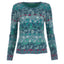 Dunque Damen Jacquard-Pullover Blumen Muster Bio Baumwolle