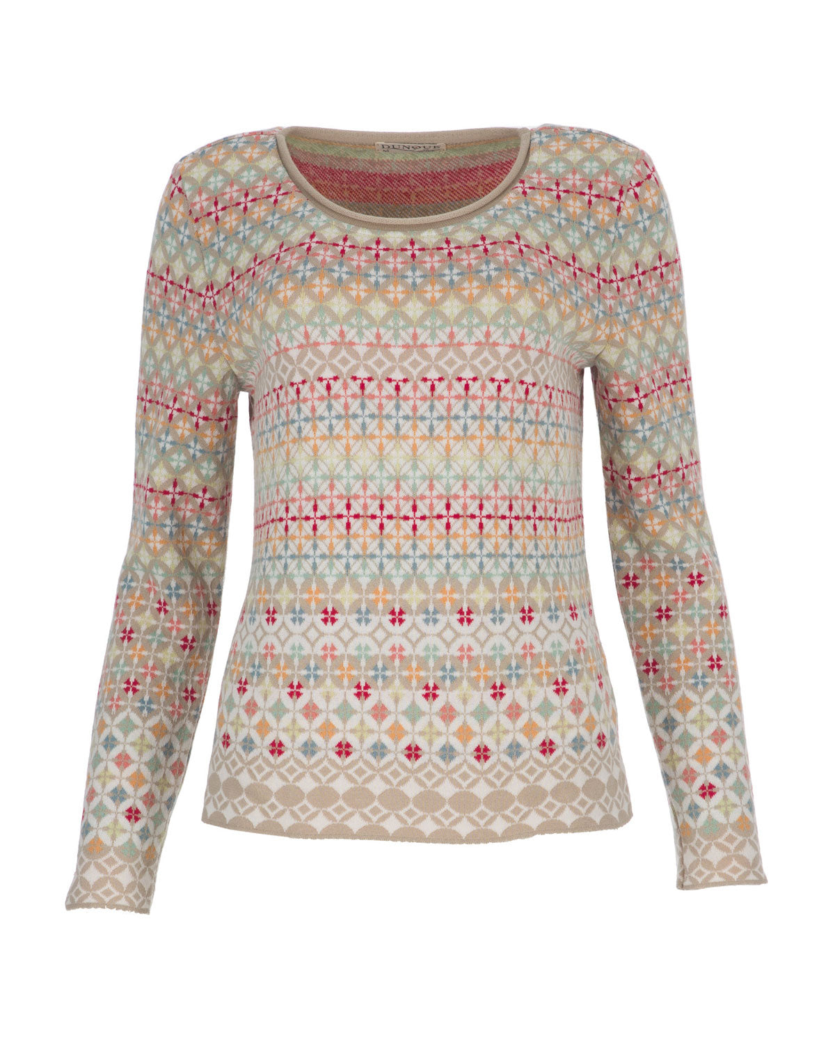 Dunque Damen Jacquard-Pullover Bio Baumwolle