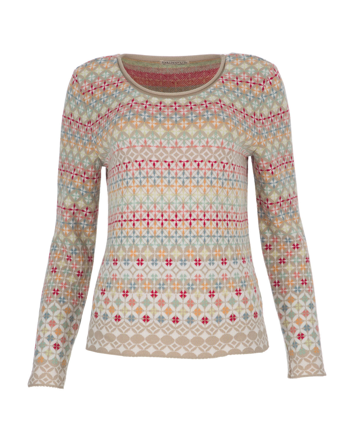 Dunque Damen Jacquard-Pullover Bio Baumwolle